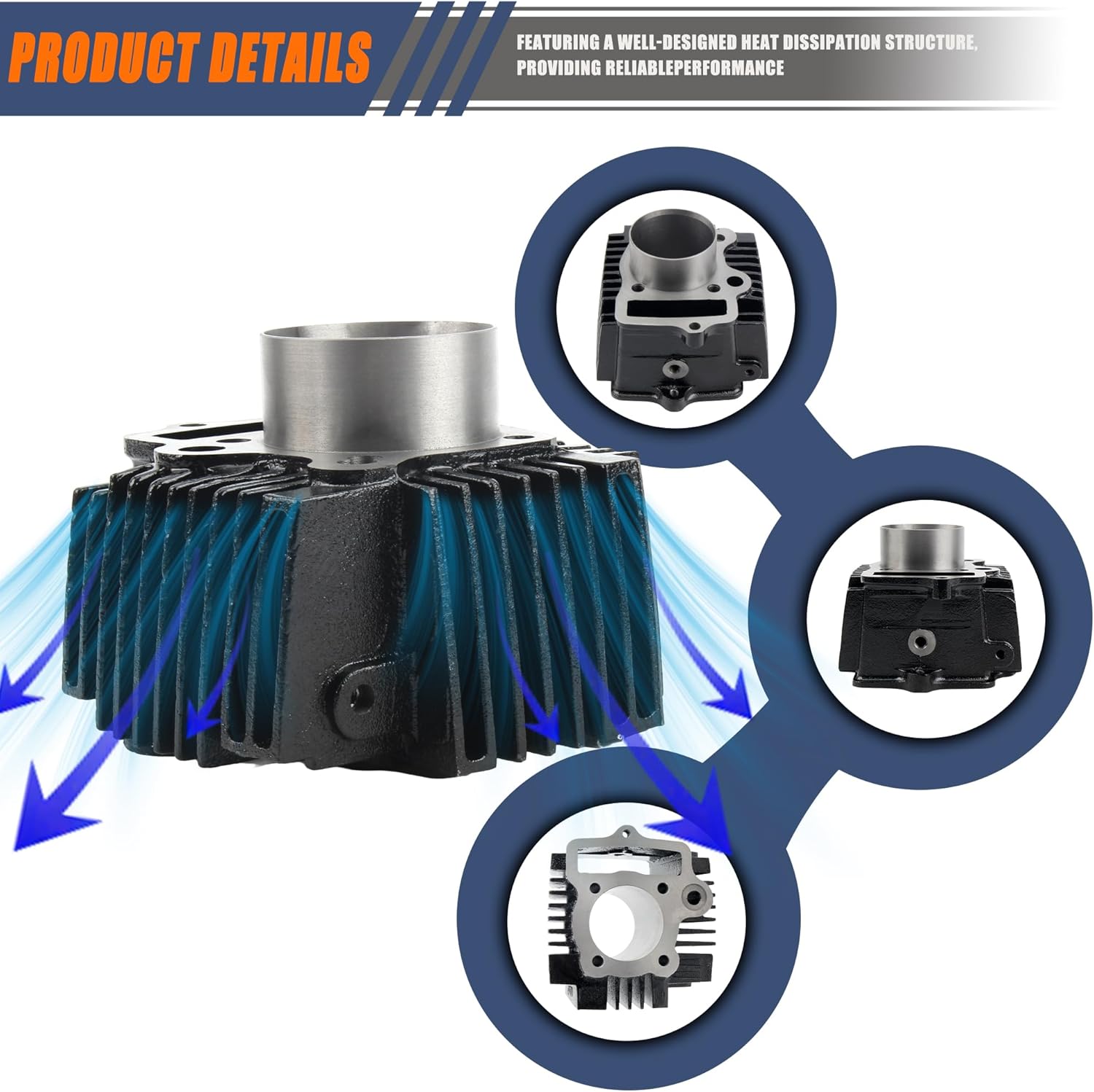 52.4mm Engine Cylinder Big Bore with Gaskets Kit and Piston Set Compatible with 4 Stroke Lifan Horizontal Engines Chinese TaoTao Coolster ATV 110cc Pit Quad Dirt Bike Go Kart