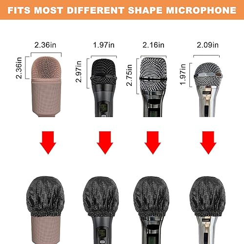 Miniatura 3 de 250 fundas de micrófono desechables, no tejidas, banda elástica de mano, protector de viento, tapa protectora de micrófono, fundas de higiene para