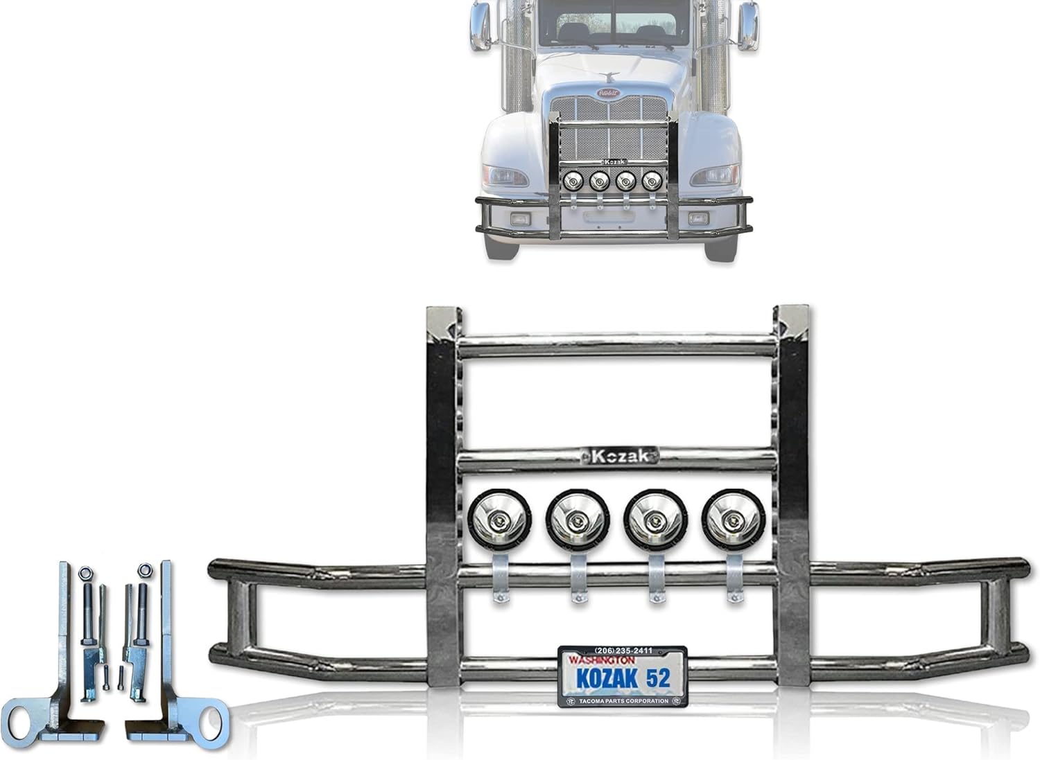 Peterbilt 386 Steel Truck Bumper Guard Deer Guard, 4X 6