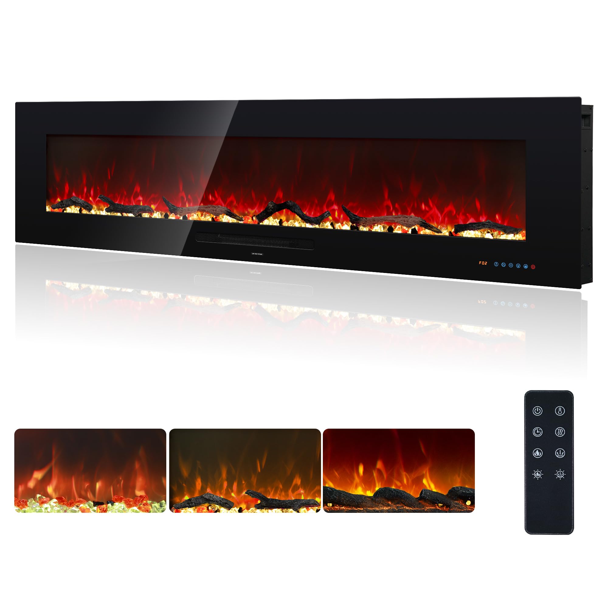 72 Inch Oxhark Flame Electric Fireplace