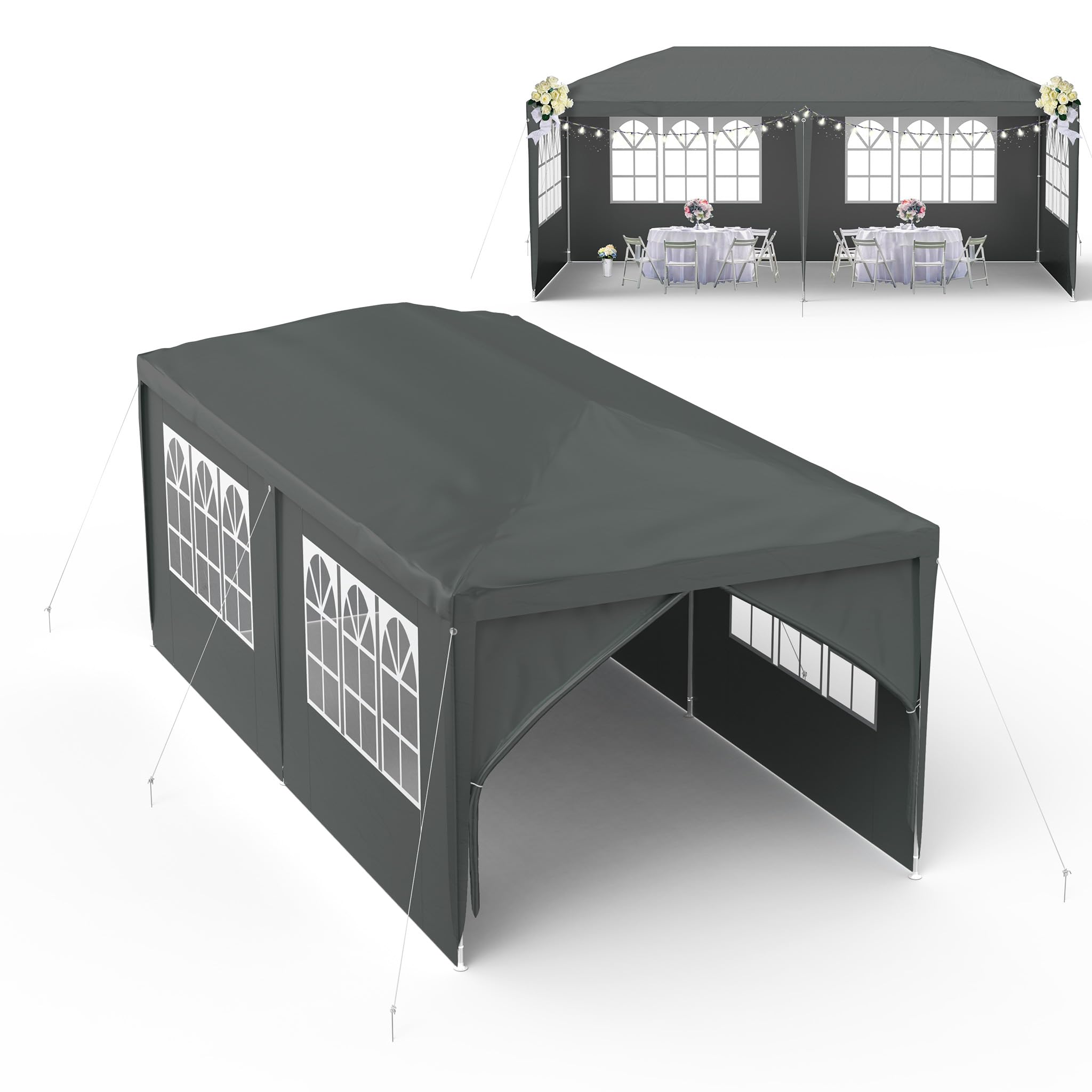 Tonnelle pliante en acier 3x6m avec parois | Tente de réception chic