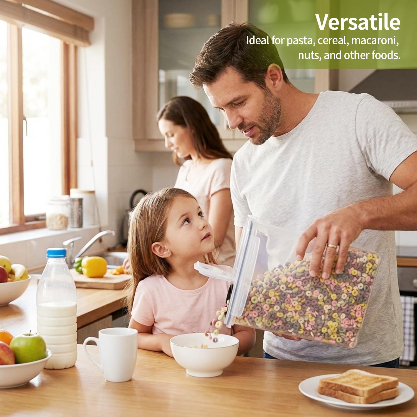 OTraki 4 Pezzi Contenitori Ermetici Per Alimenti Con Coperchio,4L Contenitori Alimentari per Cereali Senza BPA Contenitori Pasta Dispensa,Contenitori Cucina Organizer per la Conservazione Per Cereali