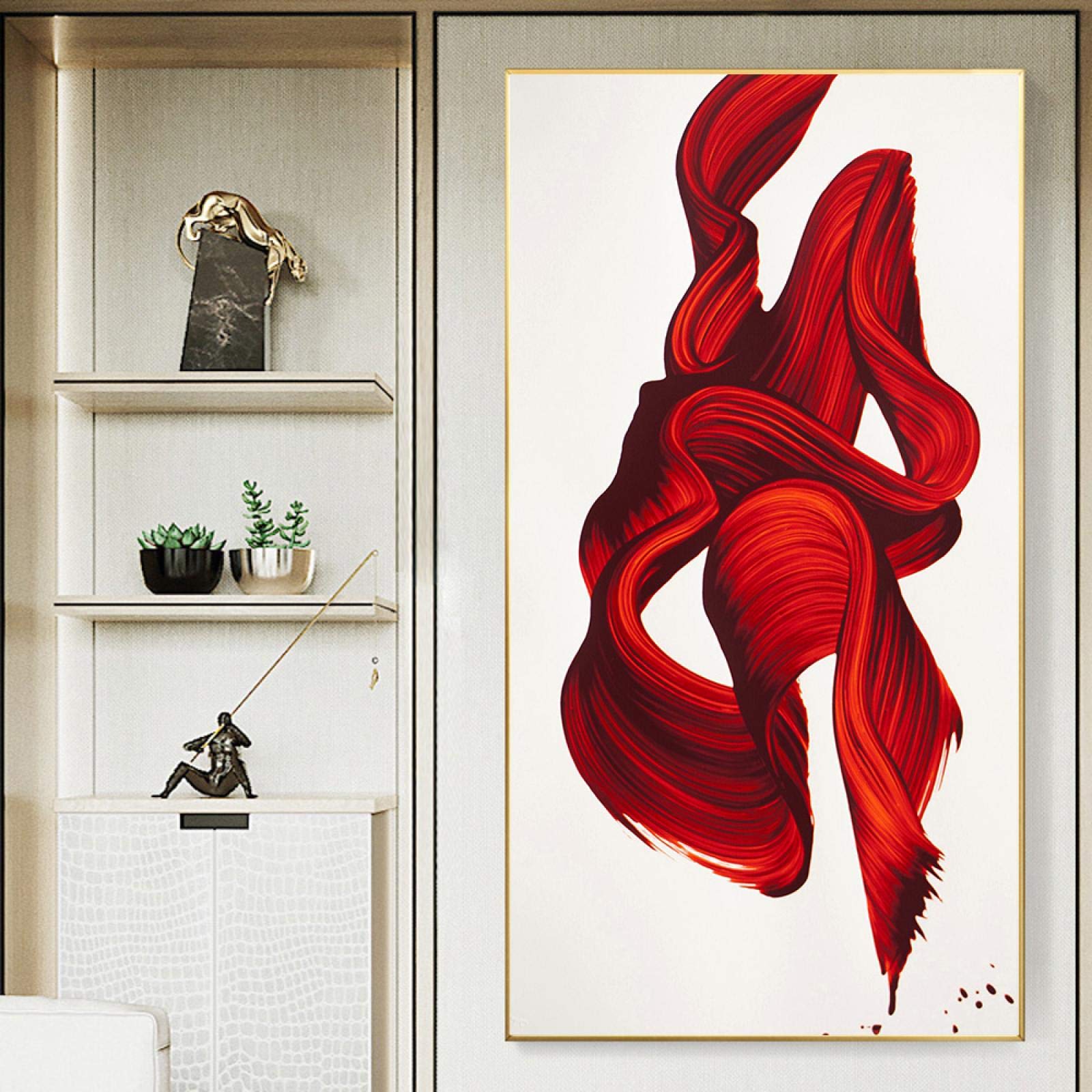 Toile décorative rouge impression haute définition art mural moderne 40x80 cm