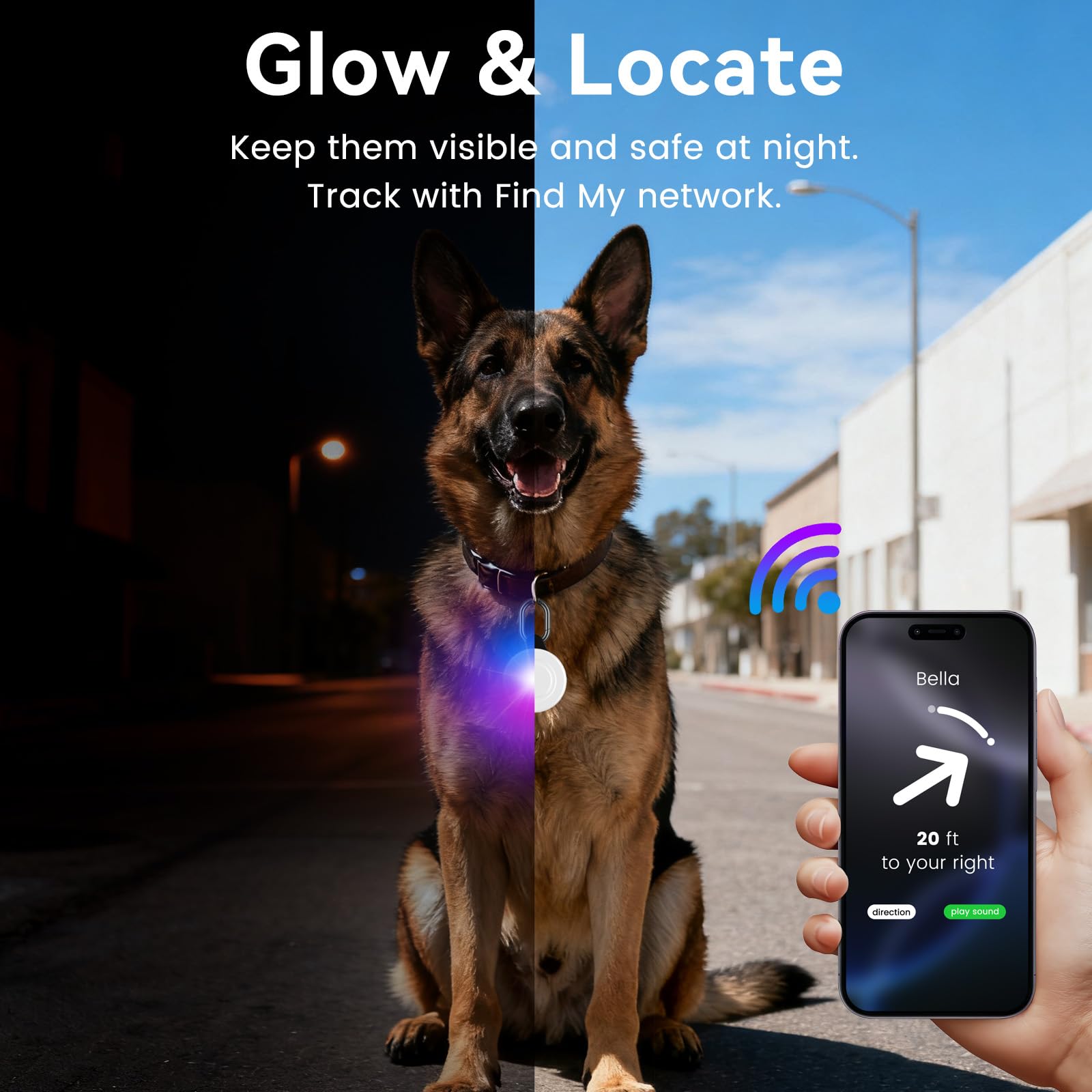 2-in-1 GPS Tracker Dog Light | Smart Tracking Pet LED Light for iOS Only | IP68 Waterproof | 6 Modes Dog Collar Light for Night Walking, Camping | Works with Apple Find My, No Subscription - image 5