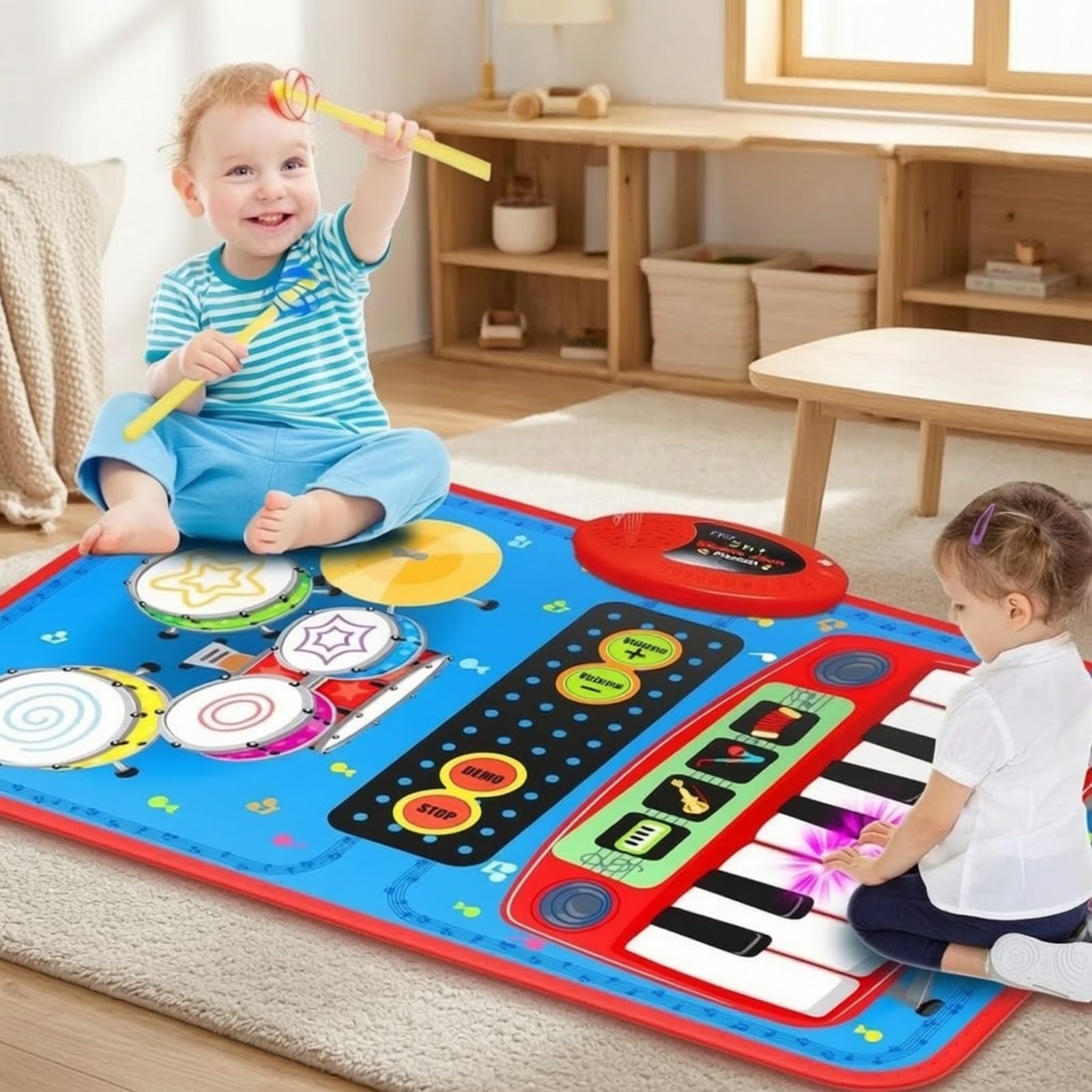 kowaku Tappeto Gioco Musicale Creativo | Design Interattivo a Sfioramento, Tappeto Batteria e, Colorato, Tastiera da Pavimento, per Asilo, Bambini, Neonati