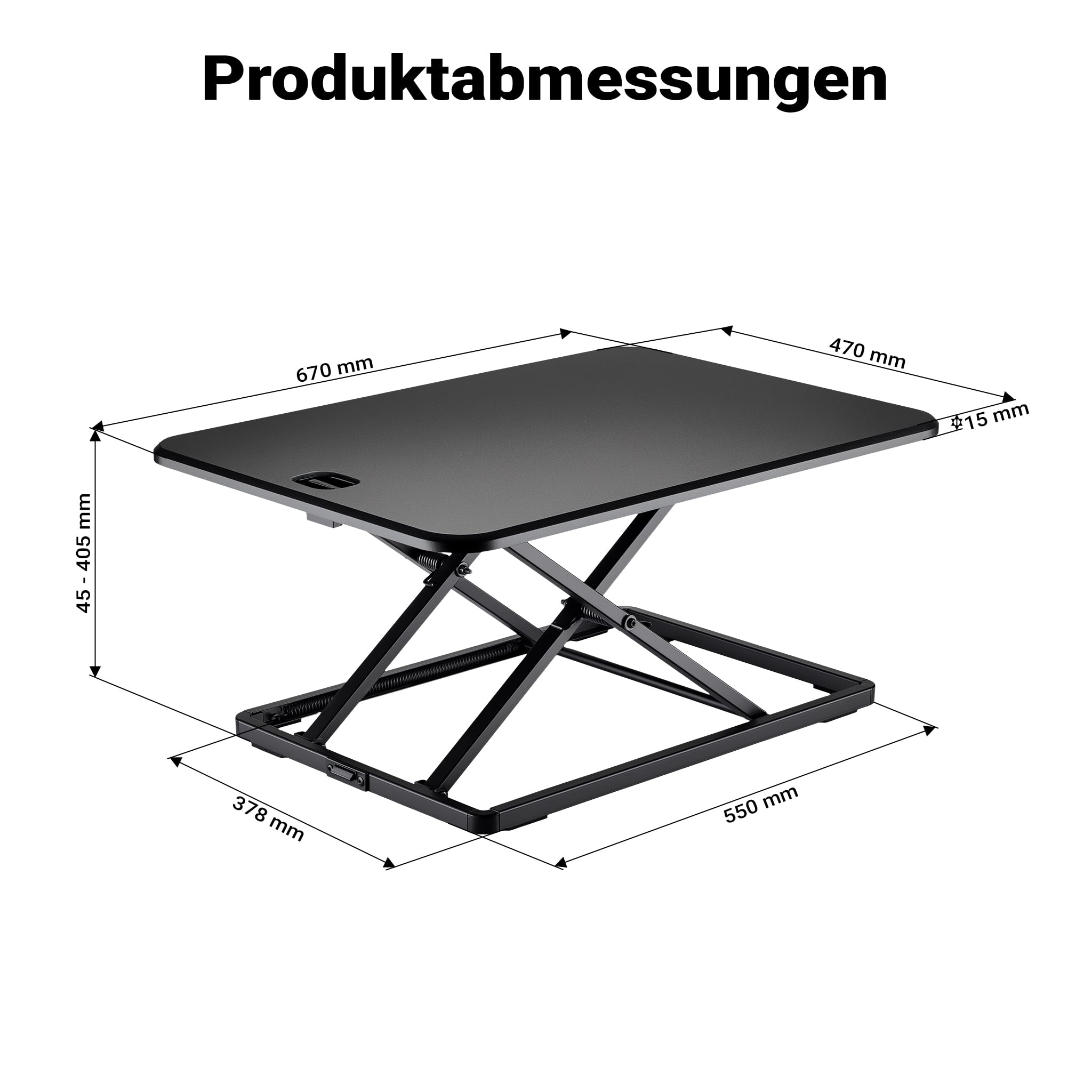 Wiltec Schreibtischaufsatz 67x47cm höhenverstellbarer Steh-Sitz Schreibtisch für Laptop und Monitor