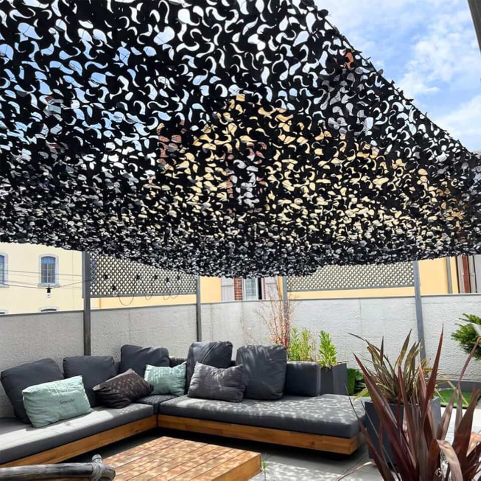 Red de camuflaje militar reforzada negra | alta gama | protección solar velo sombreado anti-UV ideal para terraza pérgola jardín caza airsoft cortina decoración resistente duradera 3x4