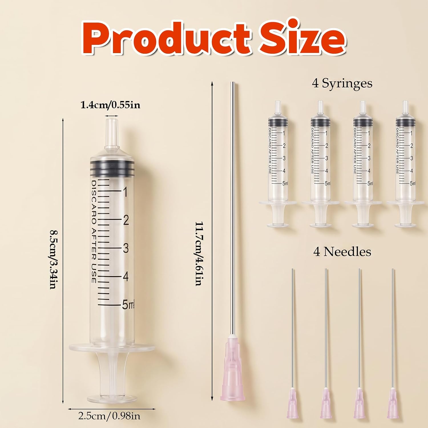5ml Plastic Perfume Syringe Decanter Kit, 4 Pack Perfume Refill Tool Kit with Dull Stainless Needle Tip for Perfumes Ink Pen Printer Filling Refillable Liquid Fragrance Dispensing Measuring