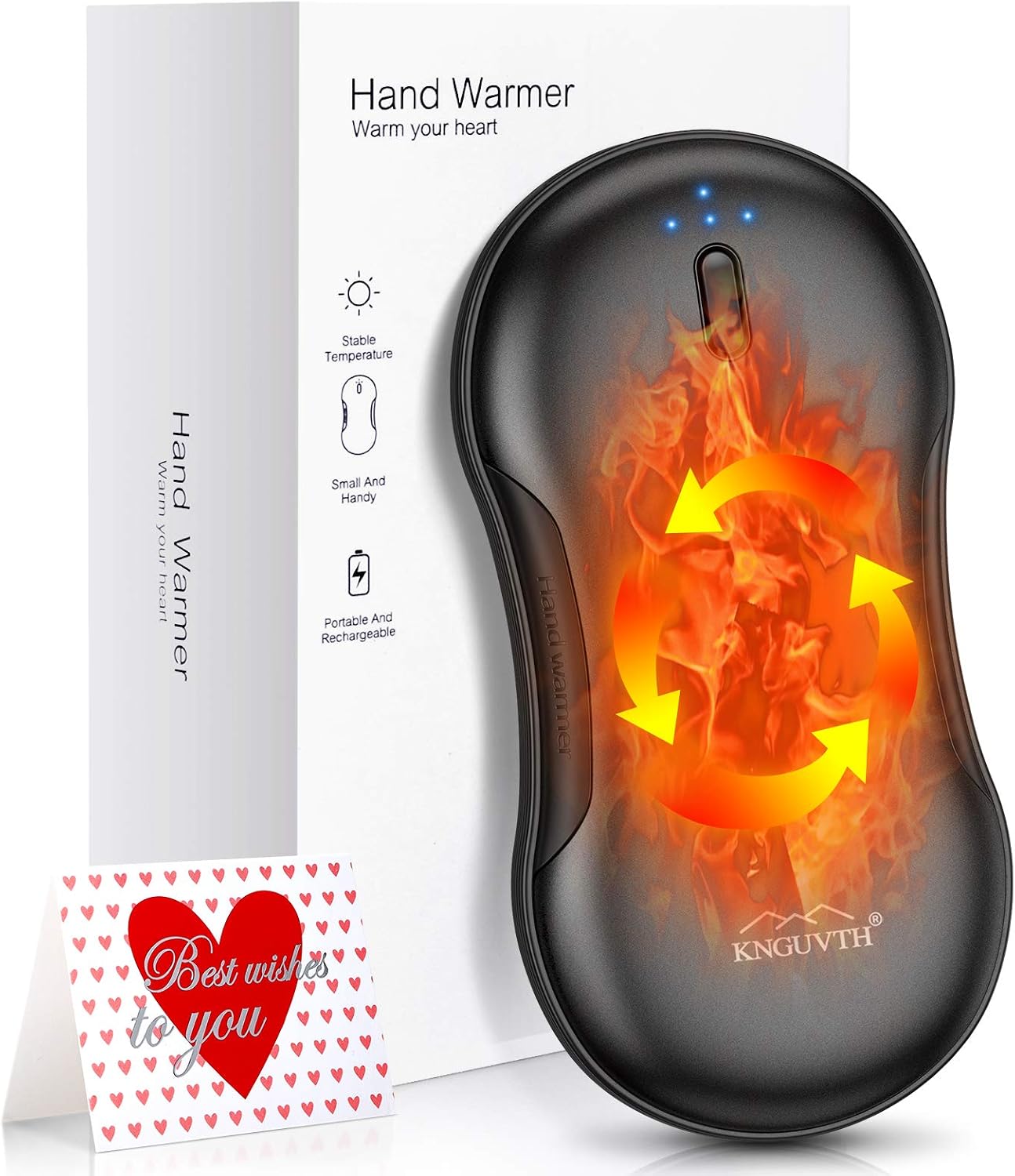 Hand Warmers Rechargeable, 9000mAh Electric Reusable Hand Warmer, Double Sided Instant Heating Portable USB Battery Hot Pocket Handwarmer Christmas Winter Outdoor Gift for Women Men Girls Boys (Black)