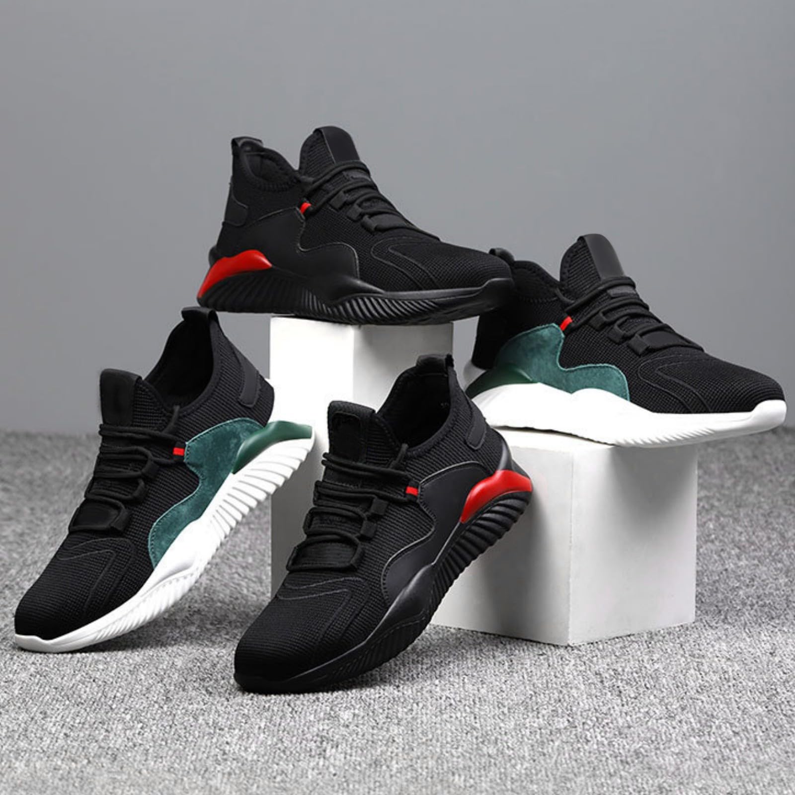 Sneaker Herren Dicke Sohle - Turnschuhe Mit Schnürsenkel Joggingschuhe | Atmungsaktive Laufschuhe Dämpfung Walkingschuhe Abriebfestes Fitnessschuhe Rutschfest Bequeme Schnürhalbschuhe