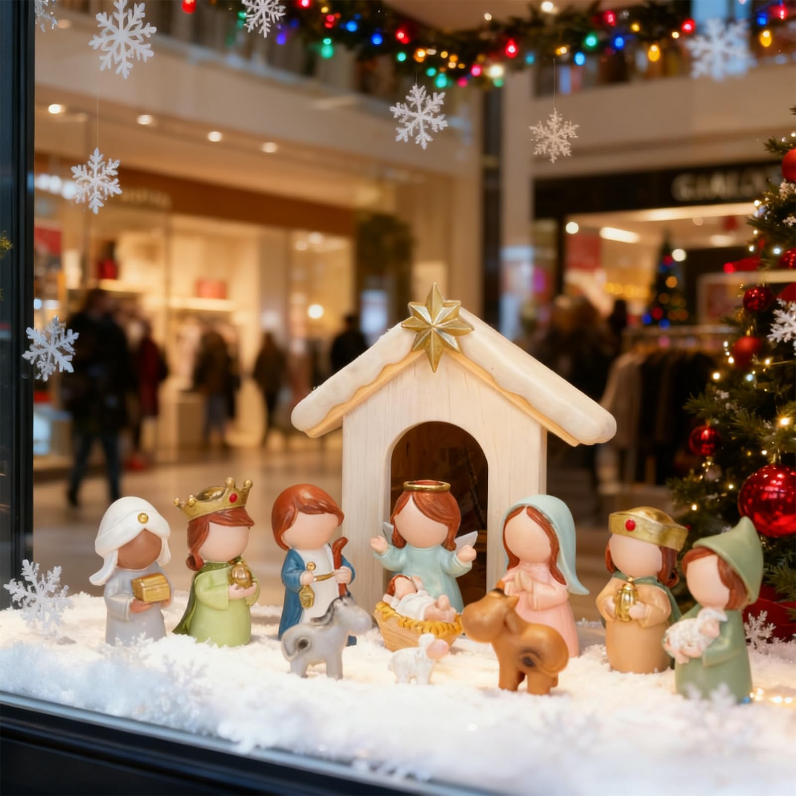 Weihnachtskrippe – anpassbare Display-Optionen, Weihnachtskrippen-Sets, tragbare Geschenkoption Krippen-Set, Weihnachtsszene für Kinder und Erwachsene, christlicher Schreibtisch, Tischregal, Kaminsims