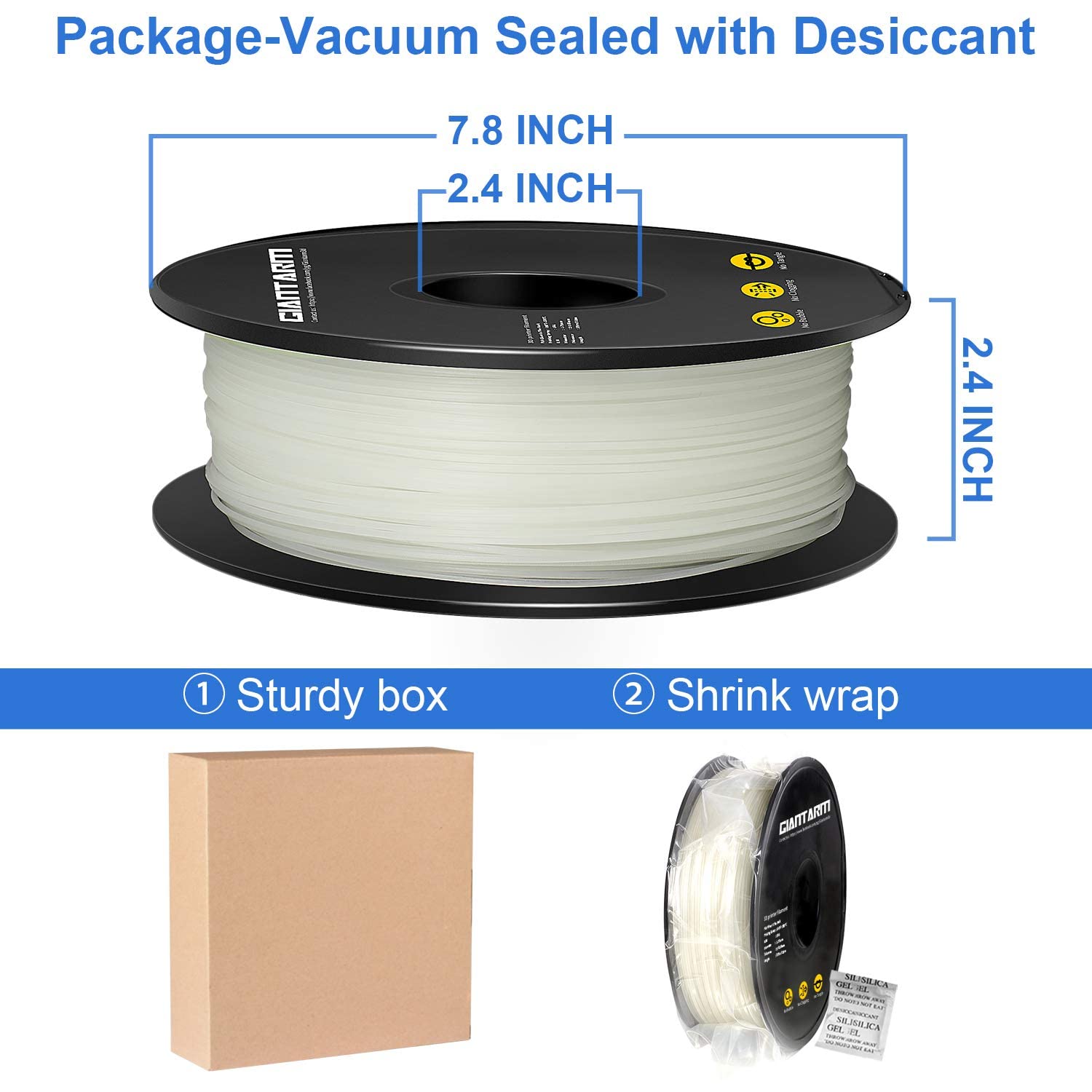 Filamento PLA GIANTARM 1,75 mm PLA Fluorescente Blu Luminoso, Glow In The Dark Materiali di Stampa 3D 1kg Spool