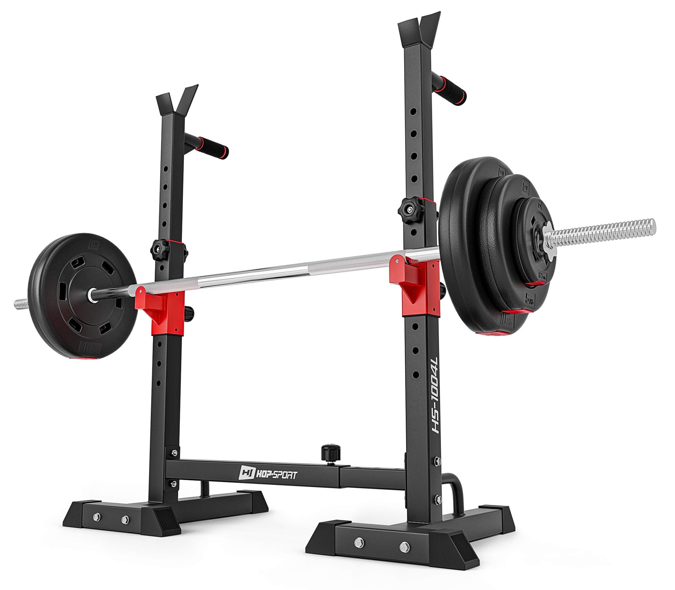 Hop-Sport HS-1004L regulowany stojak na hantle, do przysiadów, maksymalna pojemność 250 kg, regulowany uchwyt do treningu w domu
