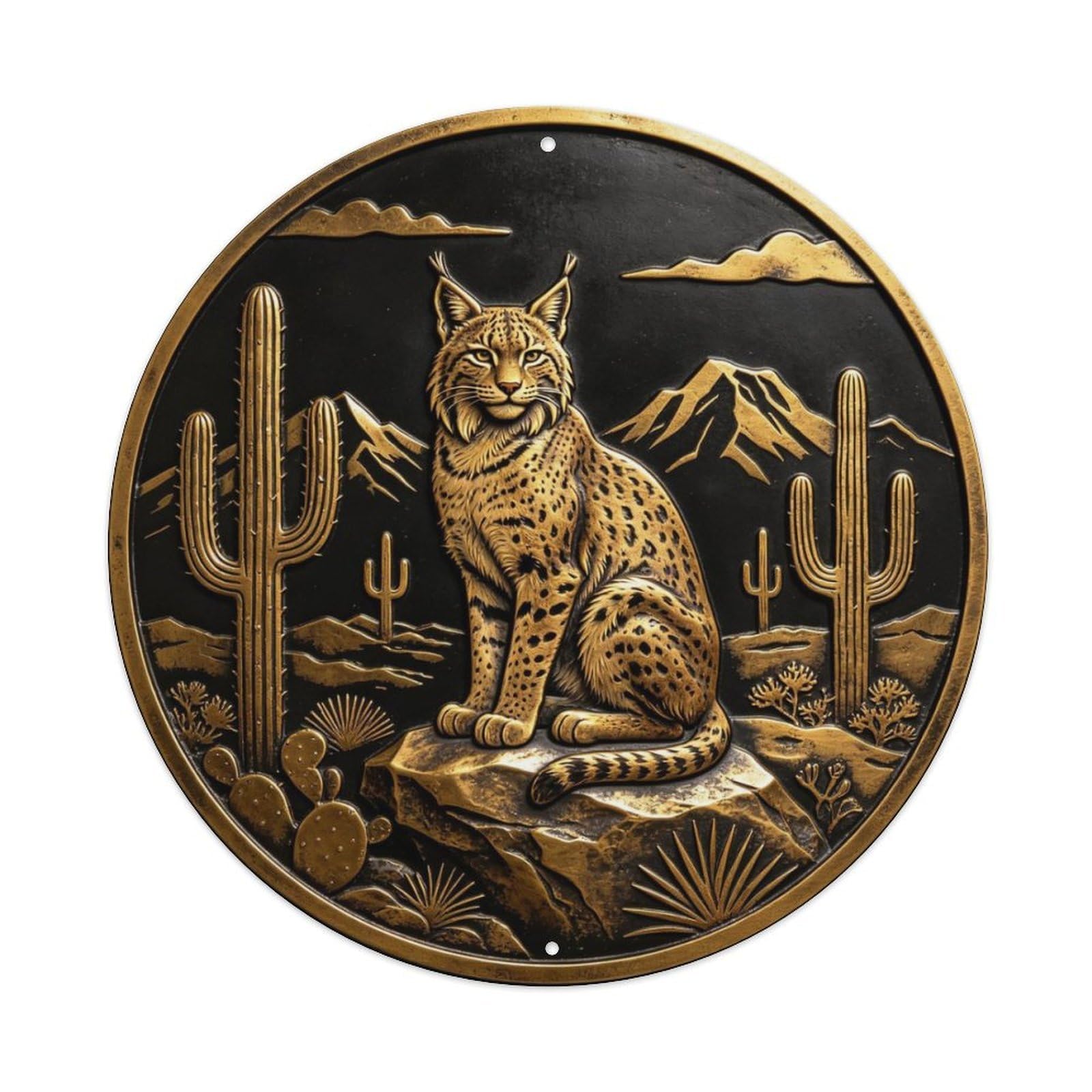 Bobcat Desert Southwest Metal Tin Sign Plaque