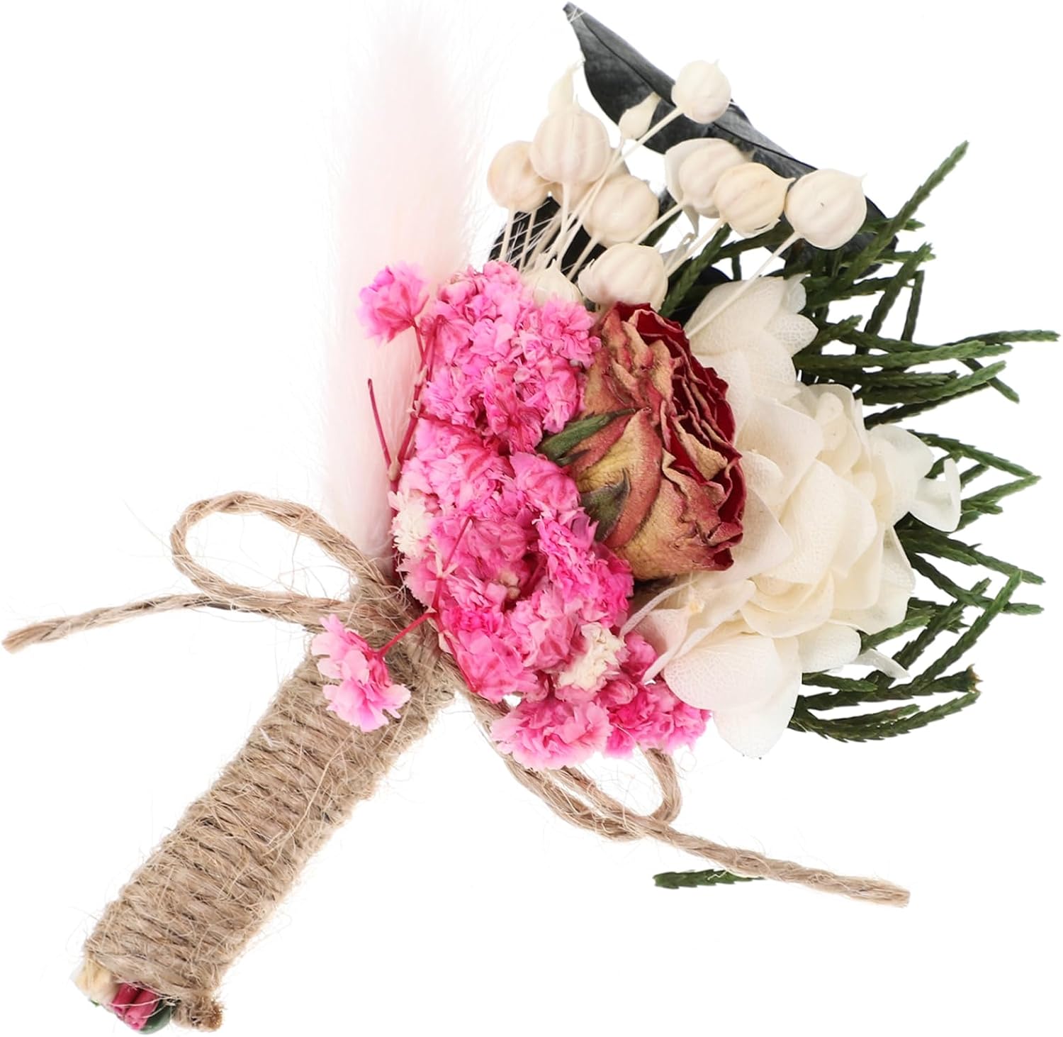 Cabilock Mini Dried Flower Boutonniere Corsage for Wedding Elegant Simulation Flower Accessory and Comfortable Wear for Bride Groom and Bridal Party Design