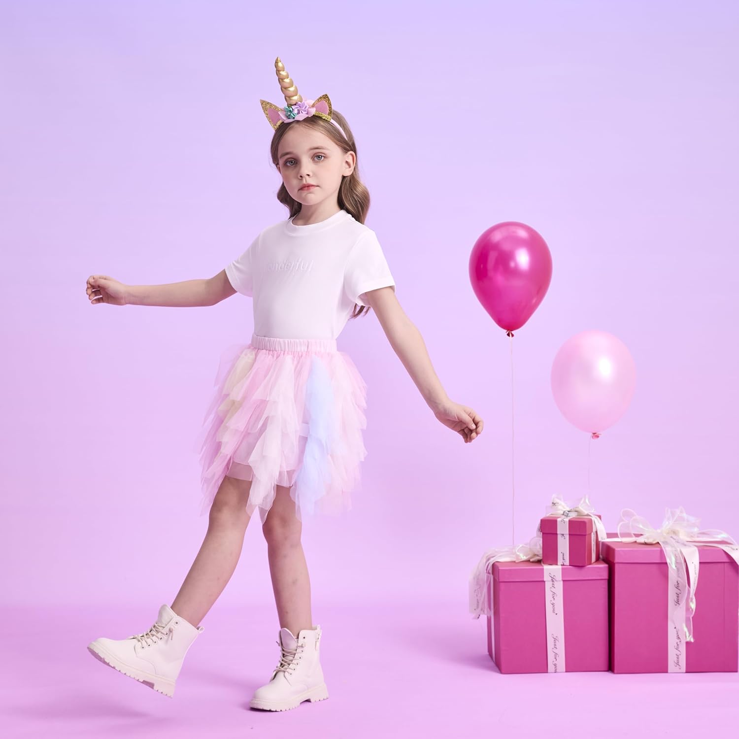 DXTON Girls Tutu Skirt for Toddler Baby Party Casual Multicoloured Tulle Outfits for 3-10 Years - Image 3