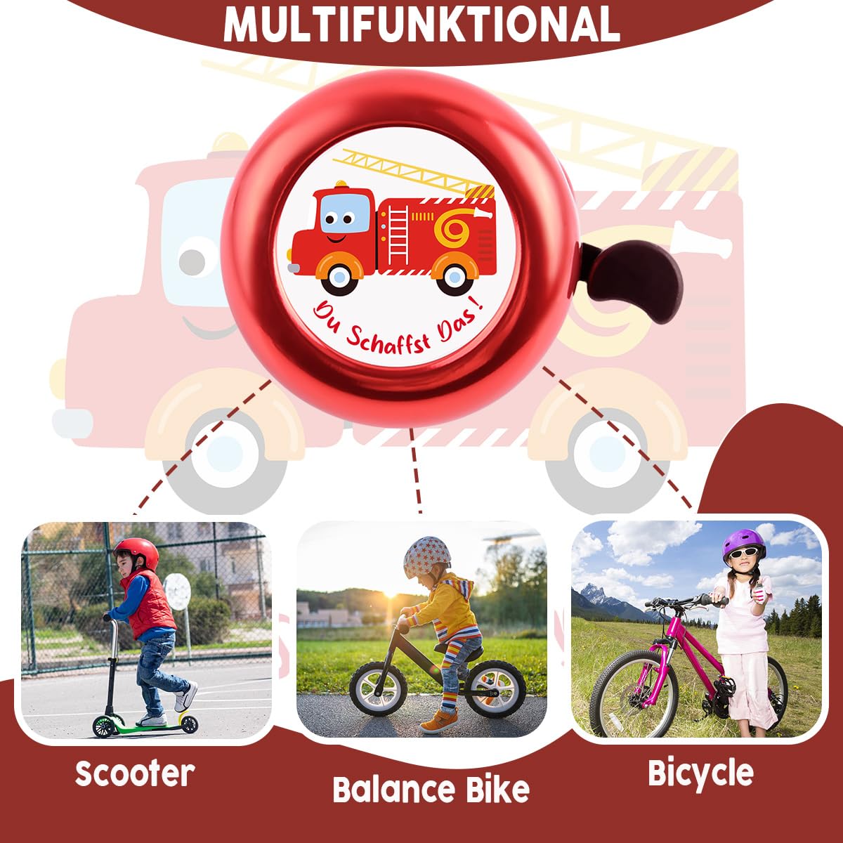 Campanello per bicicletta da bambino, fantasie assortite