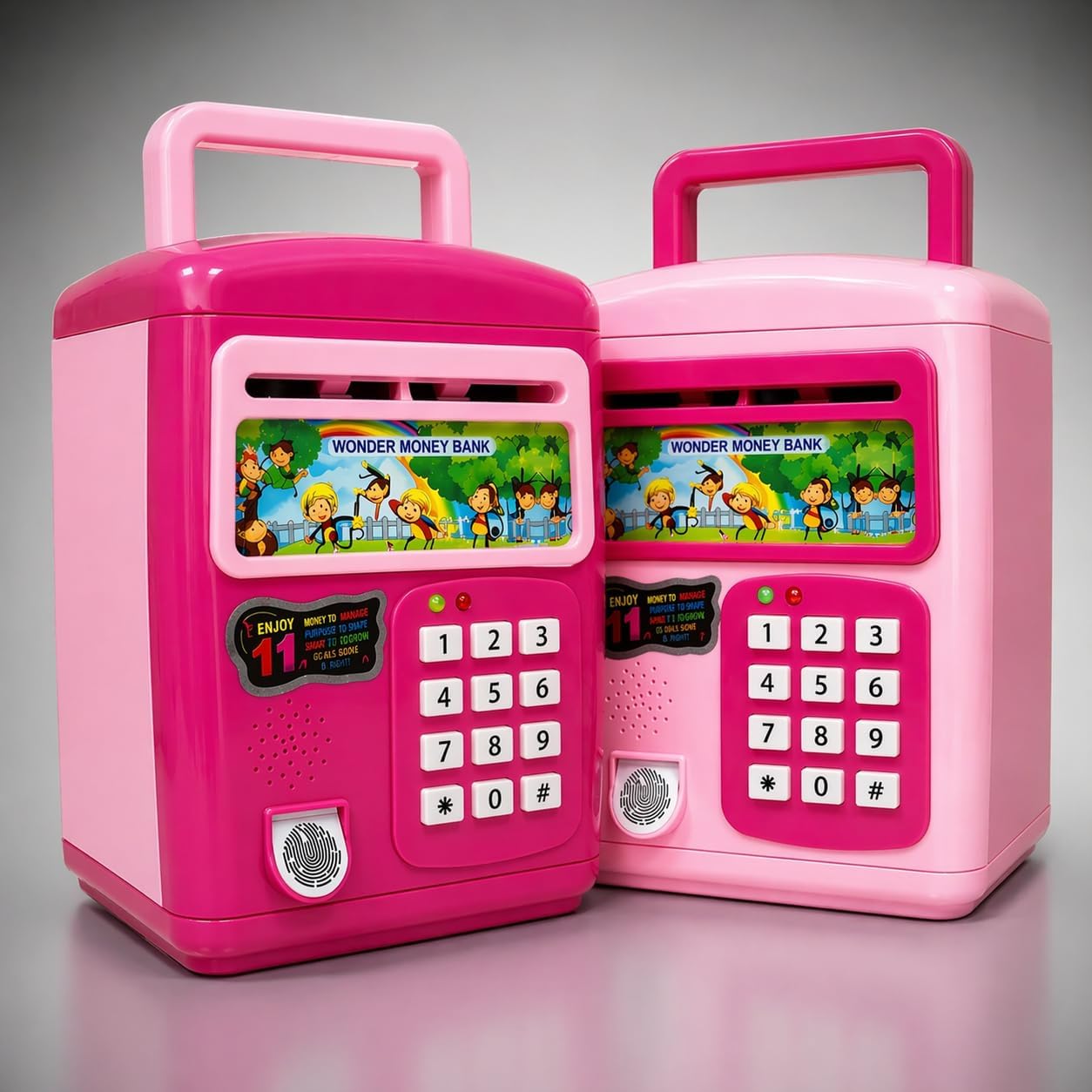 Premium Piggy Bank For Kids With Finger Print Smart Sensor Atm Savings Money Bank With Electronic Lock For Kids, Modern, Pink