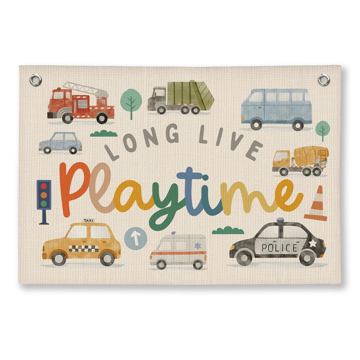 Playroom Car Wall Decor, Toddler Playroom Decor Hanging Linen Banner,Play Room Wall Decor for Nursery Nursery, 20x30 Inch