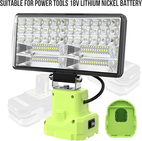 Miniatura 3 de Yinniy 38 W para luz Ryobi de 18 V, 6000 lm para linterna Ryobi de 18 V con puerto USB, linterna de trabajo LED con 2 modos de luz, luz LED
