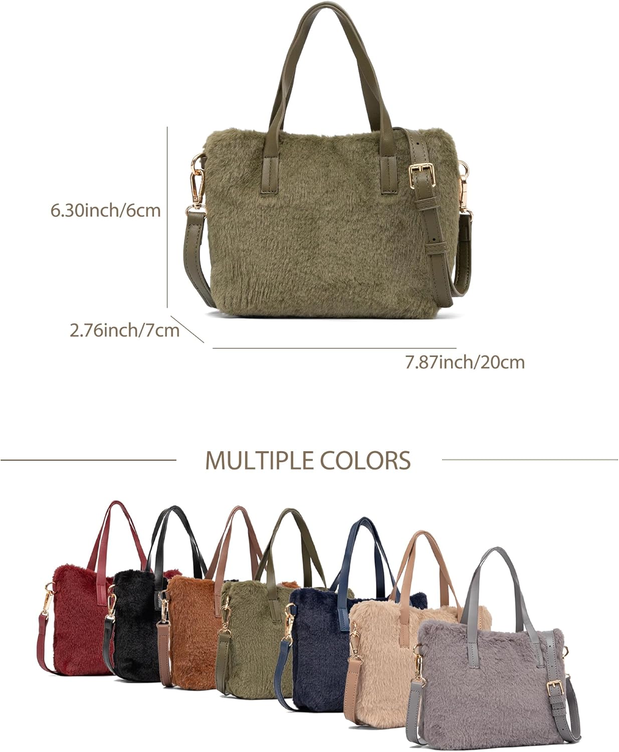 NEWBELLA Women's Plush Tote Bag - Cute Fuzzy Handbag with Soft Texture, Cozy Purse for Fall Winter, Casual Everyday Carryall - Image 7