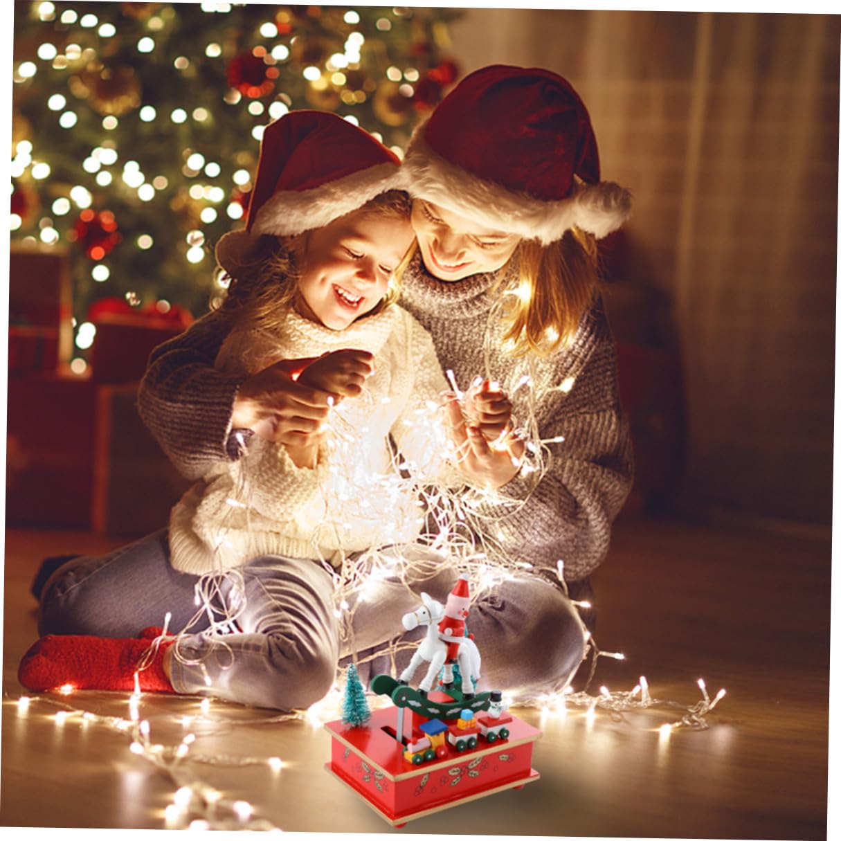 BESPORTBLE Carillon Albero di Natale in Materiale Sintetico Adorabile e Portatile, Decorazione Natalizia per Ufficio e Camera da Letto