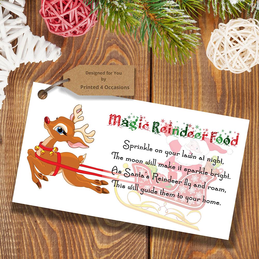 Magic Reindeer Food Tags Labels for Funny Christmas Kids Activity and Schools, DIY Stocking fillers (50)