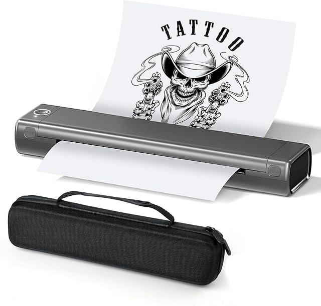 Itari Portable Tattoo Printer, M08F Wireless Tattoo Machine for Tattoo Stencils - Inkless Thermal Printer Phone Printer for Tattoo, Supports Tattoo Transfer Paper & A4 Thermal Paper