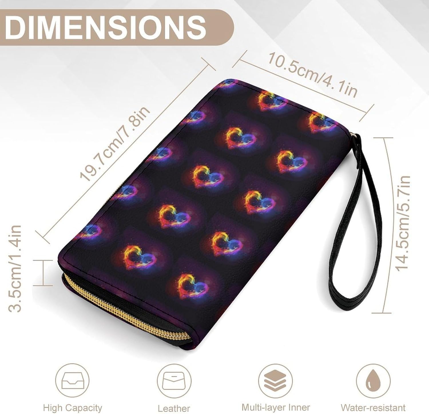 Rainbow Heart Wristlet Clutch Wallet with 4 Card Slots image 4