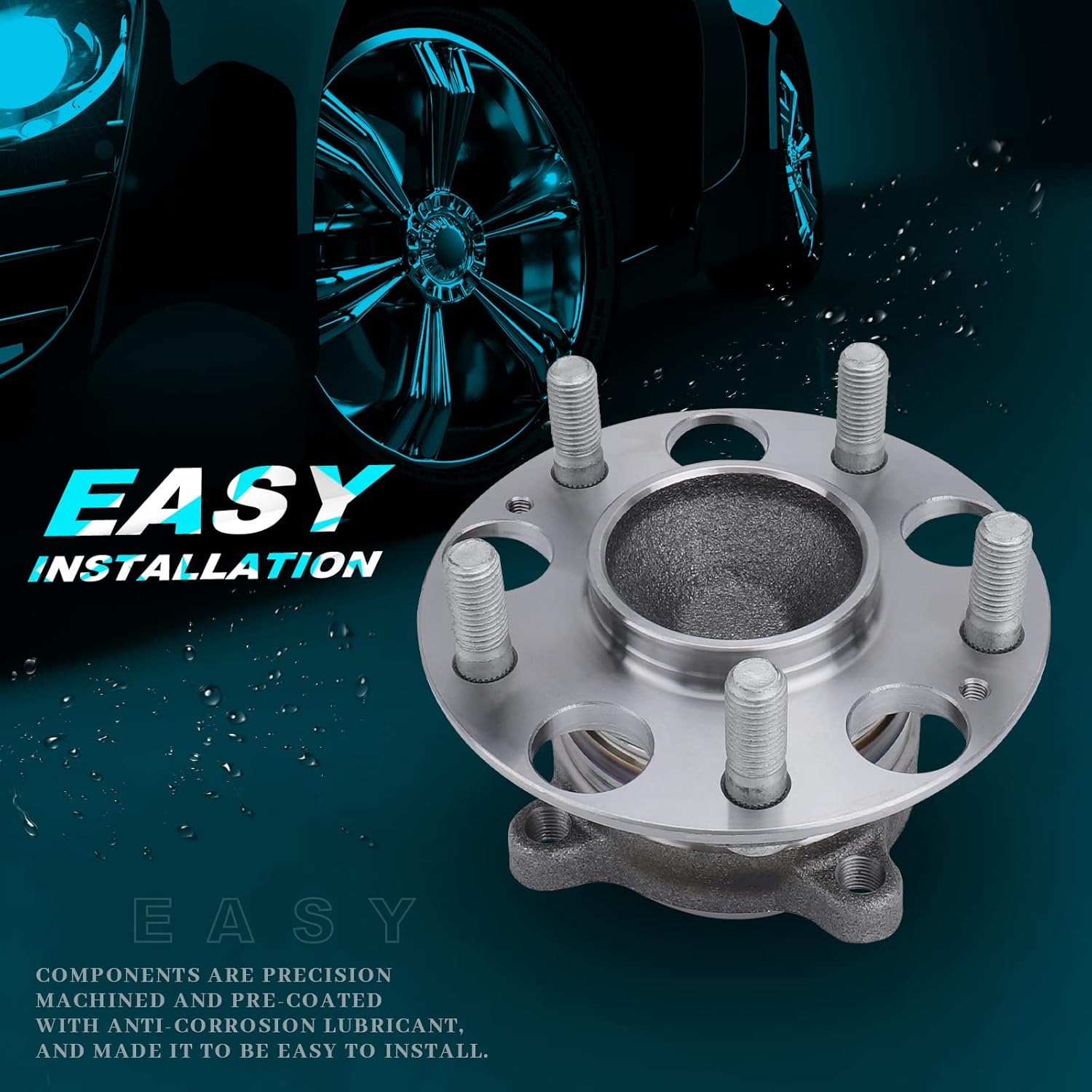 IRONTEK Rear Wheel Hub and Bearing Assembly (5 Lug W/ABS) FITS 2009-2014 for Acura TSX; 2008-2012 for Honda Accord 2PCS 512353x2