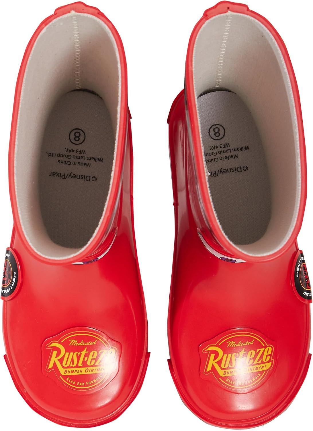 Disney Cars Rain Boots 3D Lighting McQueen Rubber Boots Boys Red Dress Up Footwear