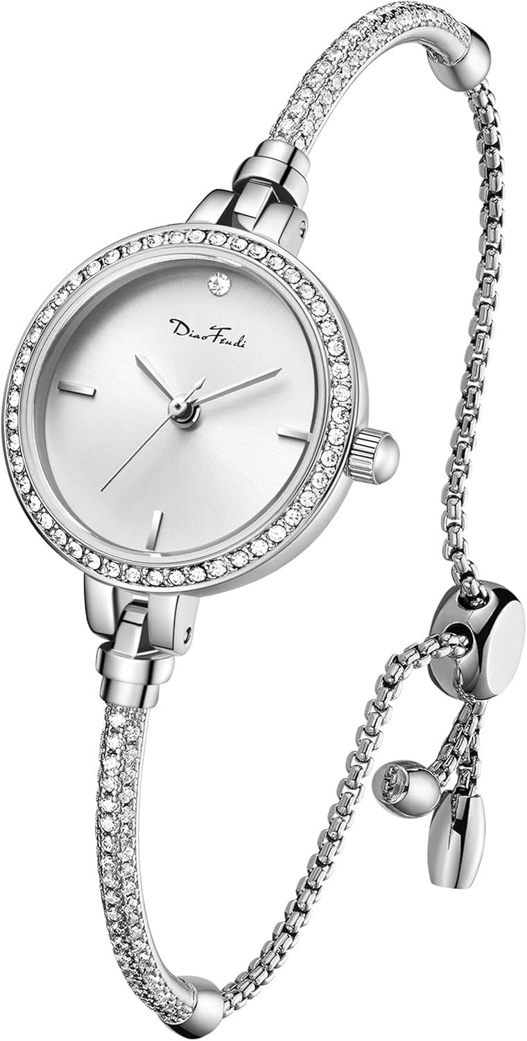 Rose Gold Petite Bracelet Watch for Women, Diamond Dress