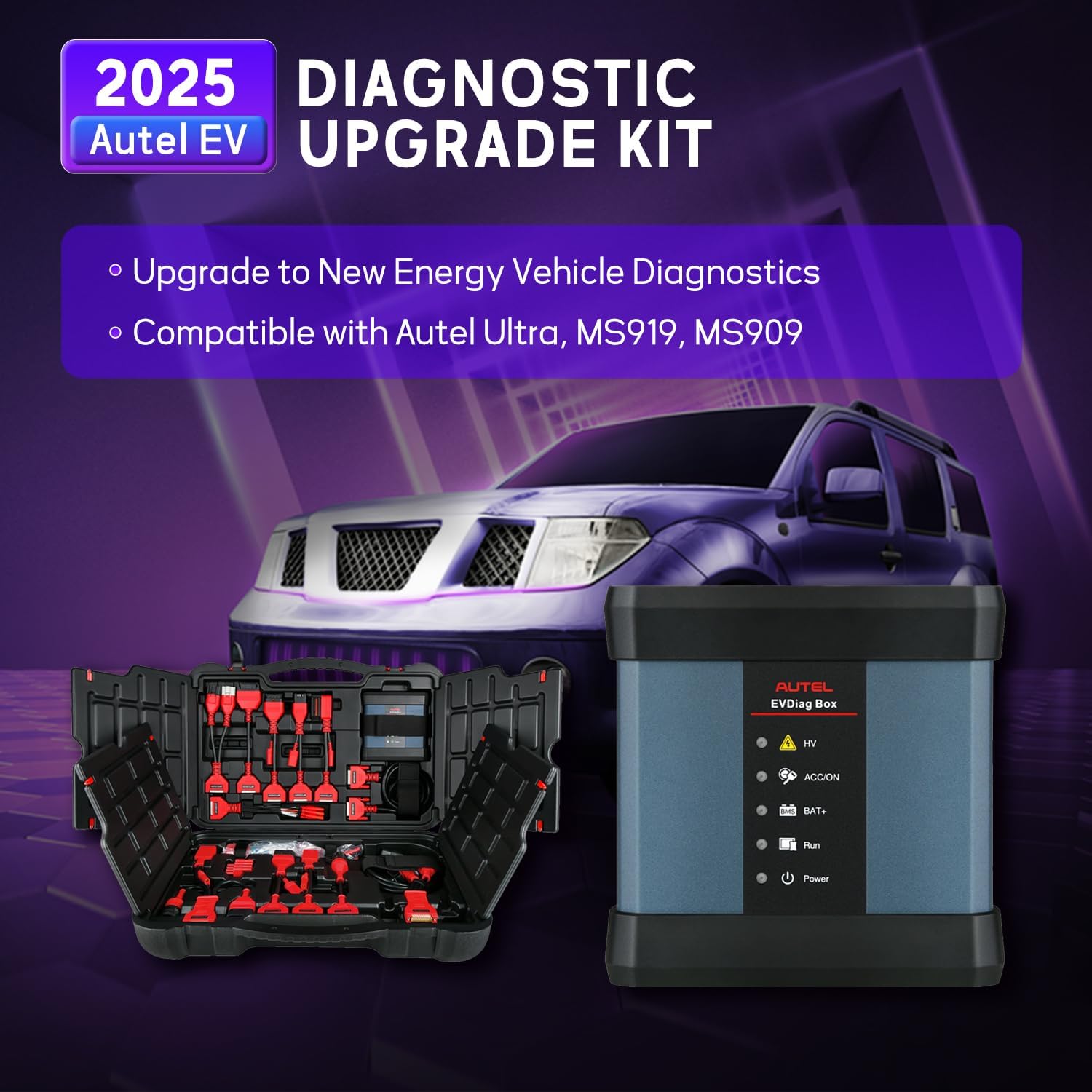 Autel EV Diagnostic kit, Work with Autel MaxiSYS Ultra MS909 MS919 Ultra ADAS, Same EV Adapter as UltraEV MS909EV, Electric Vehicle Test, High-Voltage System Analysis, Battery Pack Diagnosis