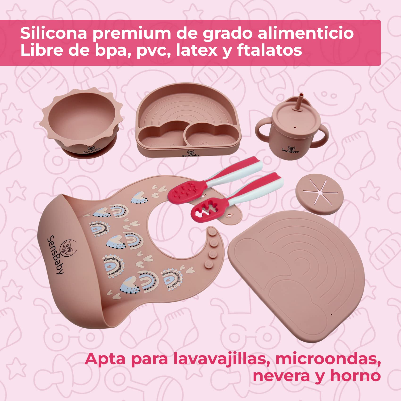 Vajilla Infantil de Silicona - Platos con Ventosa, Set Personalizado para Bebé