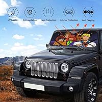 Vista 4 de Parasol Divertido de Coche con Dibujos Animados para Parabrisas Delantero, Protector Solar Endurecido, Cubierta Protectora de Visera Solar Plegable