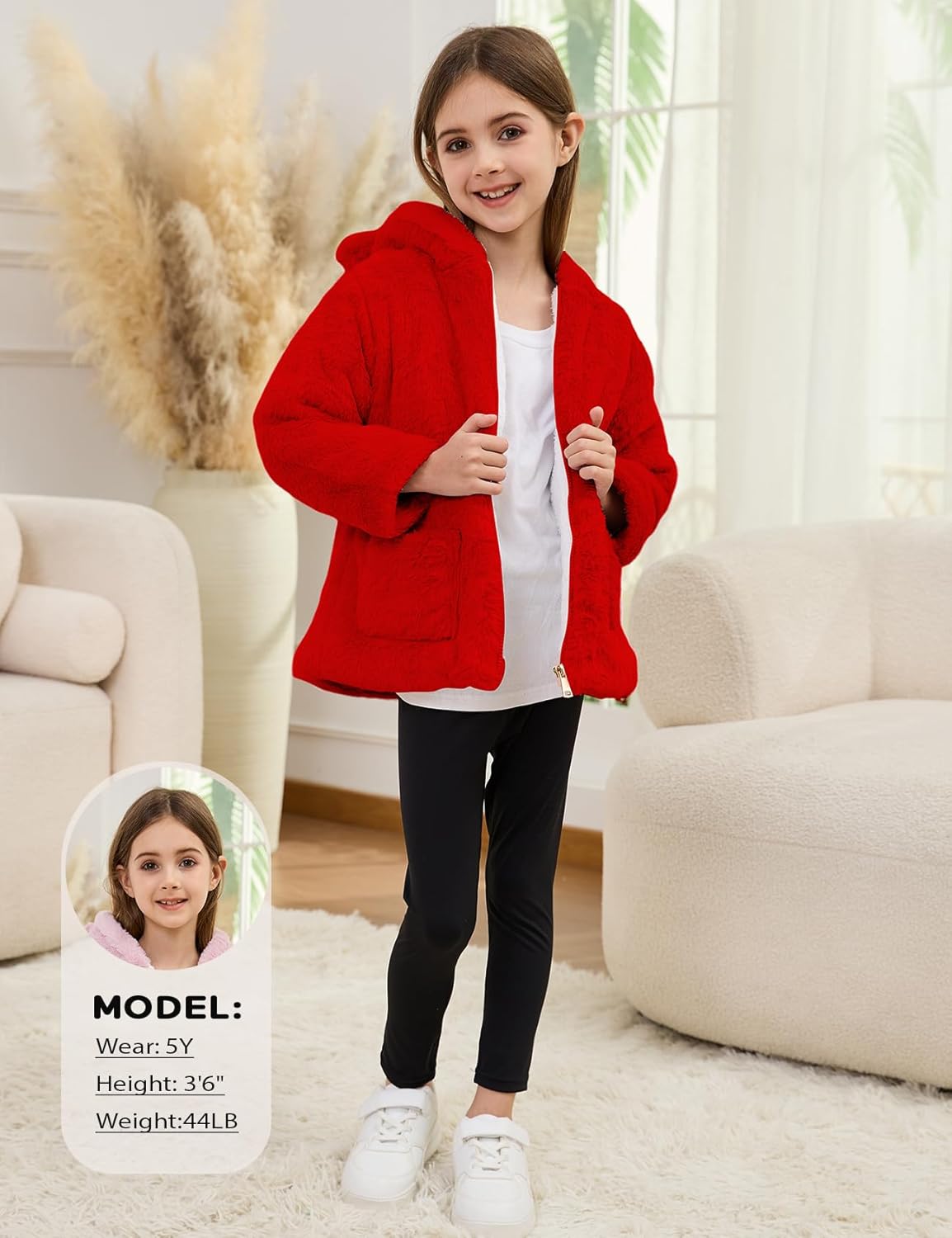 Yimoon Girls Winter Fleece Coats Kids Warm Jacket Cute Ear Hooded Thicken Fuzzy Outerwear - Image 2