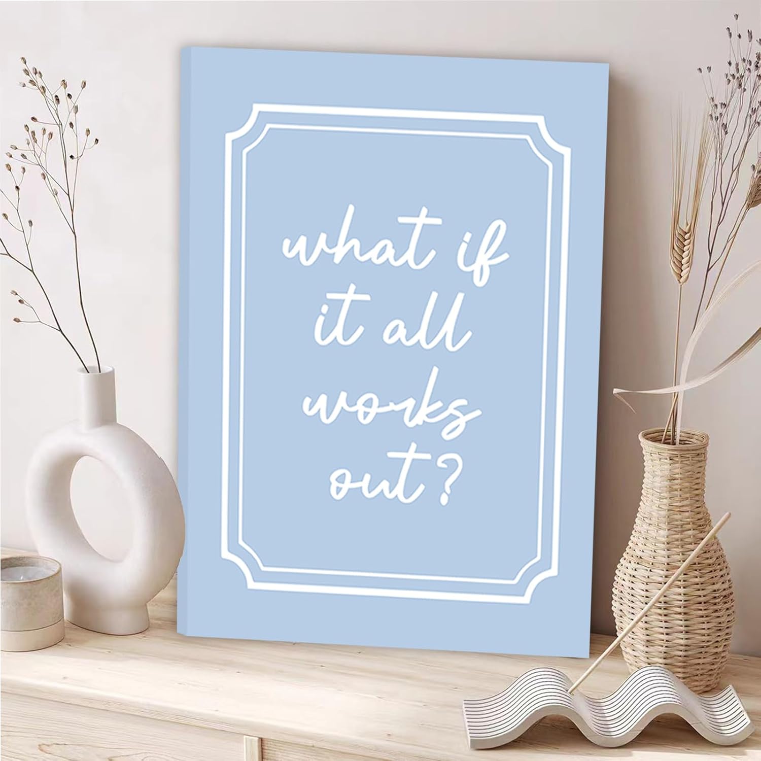 6 Pcs Blue Hydrangea Bow Canvas Wall Art How Lucky Are We Poster Prints Trendy Striped Coquette Paintings Pictures Sage Green Coastal Preppy Aesthetic Wall Decor for Girl Room Bedroom Living Room Office Dorm Apartment 8x10 Inch(Stretched Canvas On A Wooden Frame)