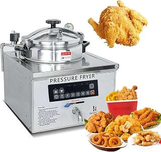 Commercial 110V 3000W Countertop Kitchen Deep Fried Cooker,16L Electric High-Pressure Chicken Fryer-Computer Panel,Timer,Pressure Gauge, Pressure Valve for Fast and Snack Food