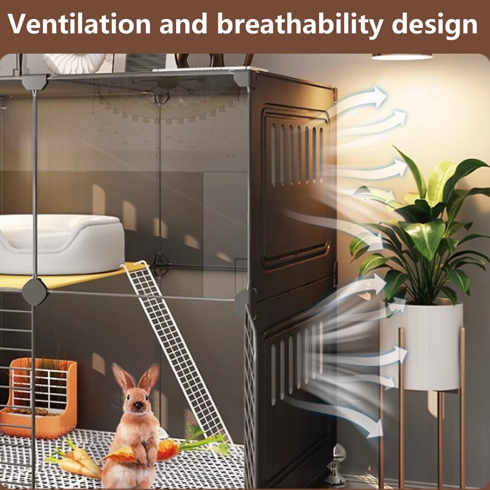 Gabbia Per Conigli Fai Da Te Con Rotelle, Piccola Casa Per Animali Con Vassoio Rimovibile E Paraspruzzi Per Urina, Facile Da Installare(75 * 49 * 117cm)