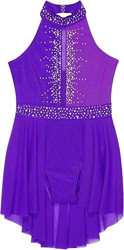 Miniatura 5 de CHICTRY Leotardos de gimnasia de ballet con diamantes de imitación brillantes para niños y niñas