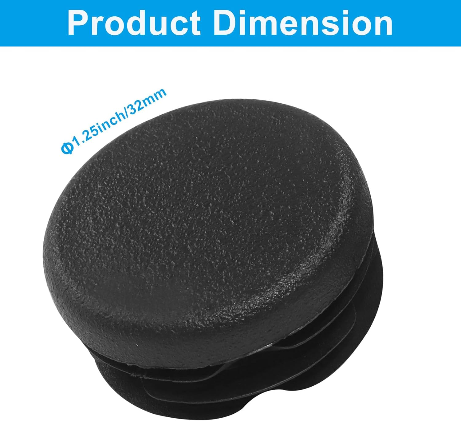 BokWin 8 Pack 1.25 Inch (32mm) Round Plastic Plug End Caps for Round Metal Tubes Outer Diameter - Strong Furniture Leg Protectors, Impact & Weather Resistant for Chairs & Fitness Gear in Black
