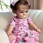 JIZHI Lifelike Reborn Baby Dolls - 43cm/20inch Real Baby Feeling Newborn Realistic Baby Doll Adorable Smiling Real Life Baby Dolls with Gift Box for Kids Age 3+