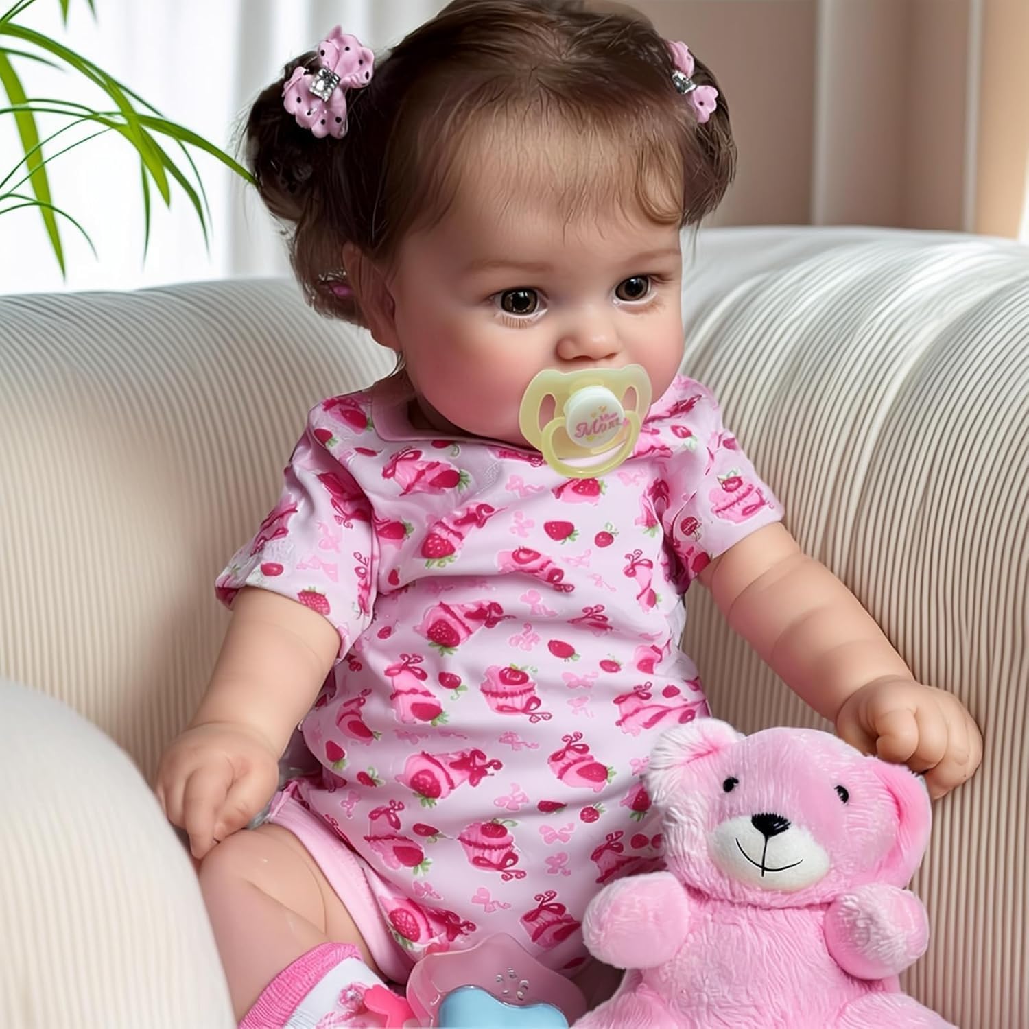 JIZHI Lifelike Reborn Baby Dolls - 20Inch-Real Baby Feeling Realistic-Newborn Baby Dolls Adorable Smiling Real Life Baby Dolls with Gift Box for Kids Age 3+