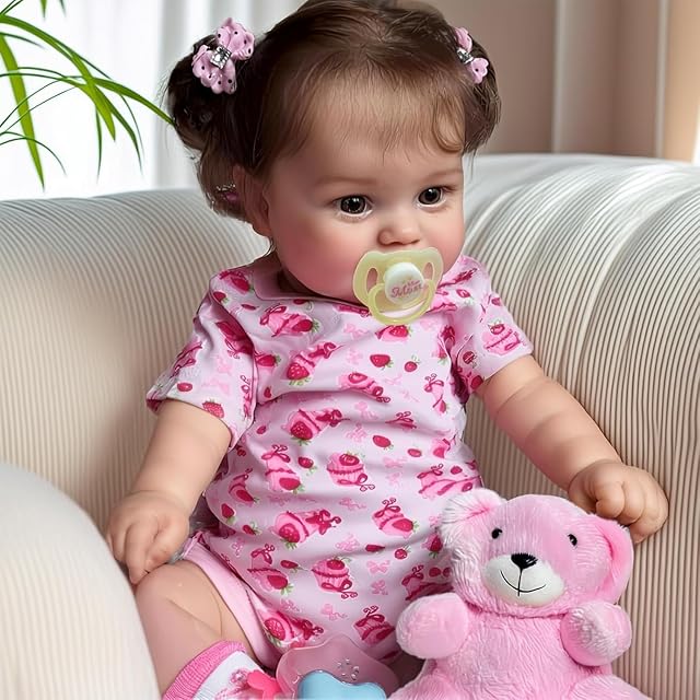 JIZHI Lifelike Reborn Poupées - 43cm/20inch Véritable bébé se sentant nouveau-né Réaliste Poupée Adorable sourire Vérituelle Poupées bébé avec boîte cadeau pour les enfants Âge 3+