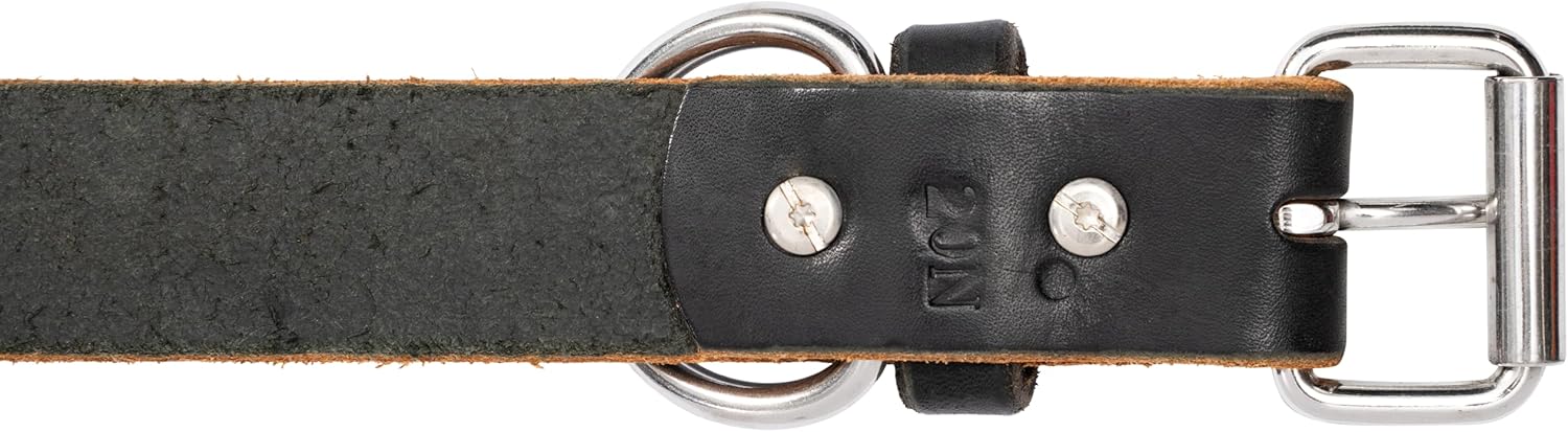 USA Made 1.5 Inch Wide Full Grain Leather Durable Dog Collar 12+ oz