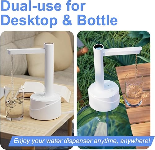 Miniatura 2 de Latedaux - Dispensador de botellas de agua eléctrica de escritorio de doble uso, de 5 galones, carga USB tipo C, bomba automática de botella de agua