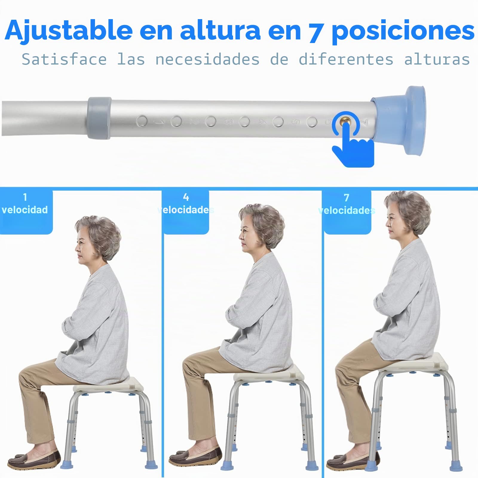 Taburete de Ducha,Antideslizante Stable Taburete de baño,Altura Ajustable Silla de Ducha Personas Mayores, para Baño para Embarazadas, Discapacitados,YUSKDSI
