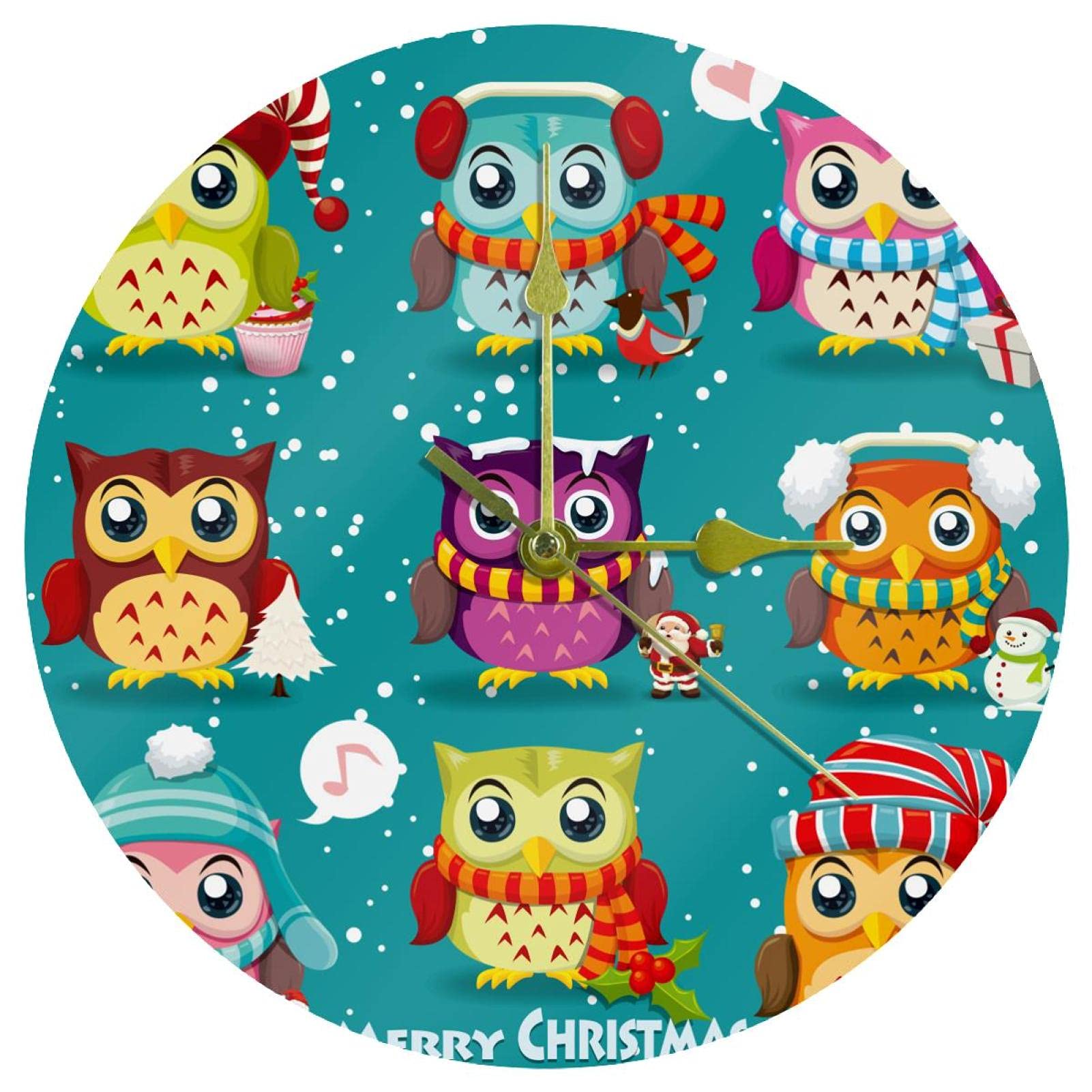 Horloge chouettes de Noël pour décorer le salon et la maison