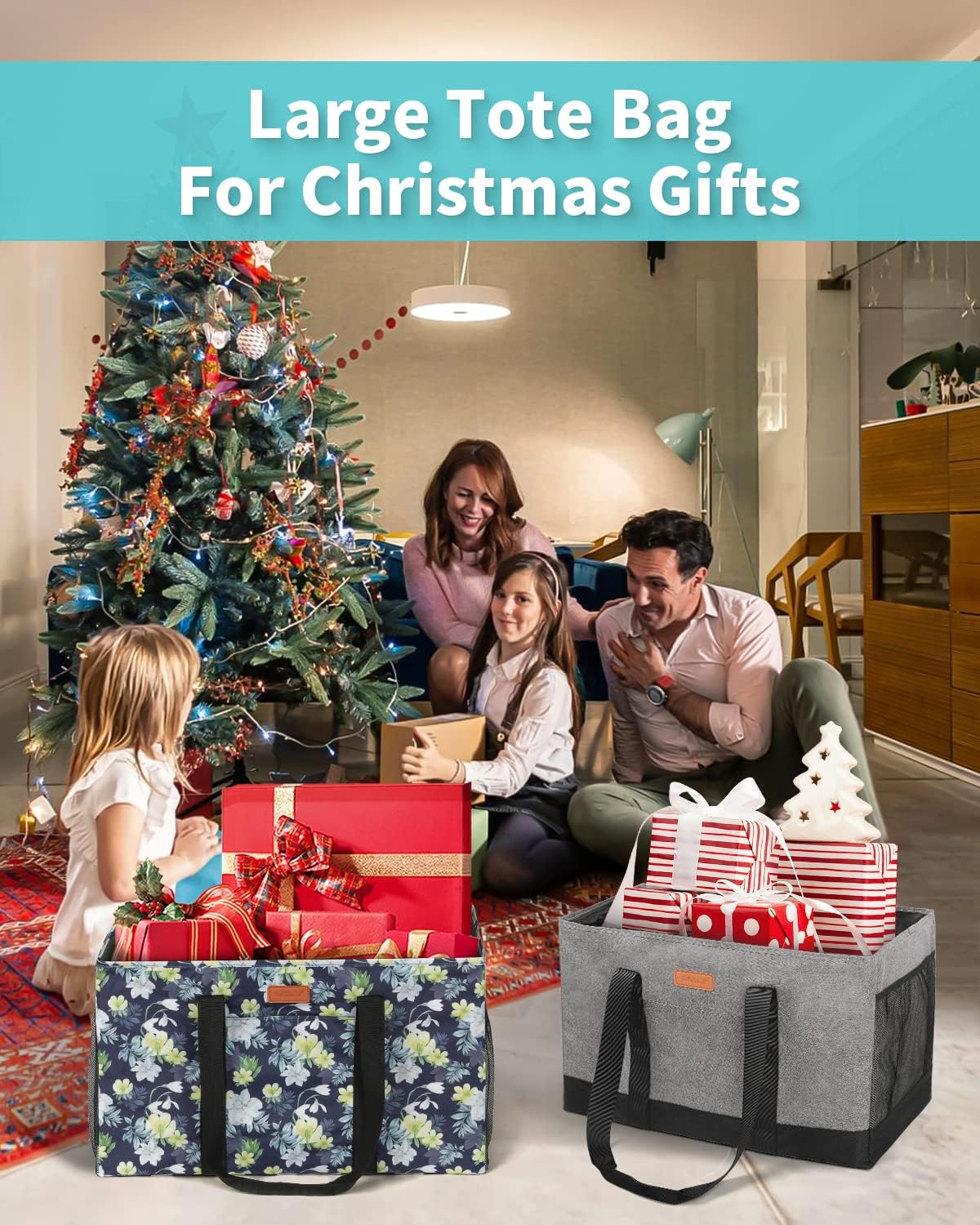 WONDAY Beach Tote,Utility Tote, Extra Large Utility Tote Bag, Reusable Grocery Bags Foldable, Large Tote Bag With Handles Shopping Bags for Beach, Groceries, Picnic, Laundry - Image 2