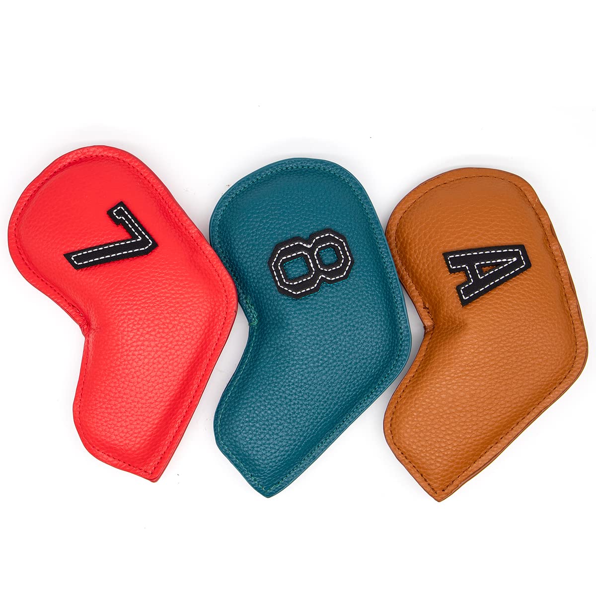 Fundas Palos De Golf Cubiertas de cabeza de hierro de golf Cubiertas de cúbitos de club de golf del borde petrolero cubiertas de cabeza de cuña con multicolor 3-9 ASP 1 0pcs Funda Driver Golf(Brown)